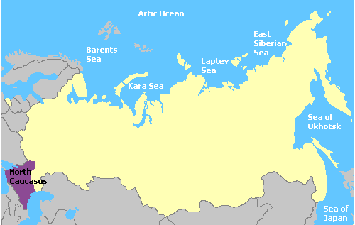 north caucasus map of russia